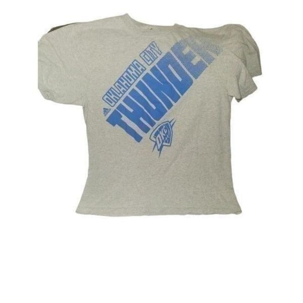 Oklahoma City Thunder NBA T-Shirt Mens Size L Gray Blue Graphic Print Sportswear
